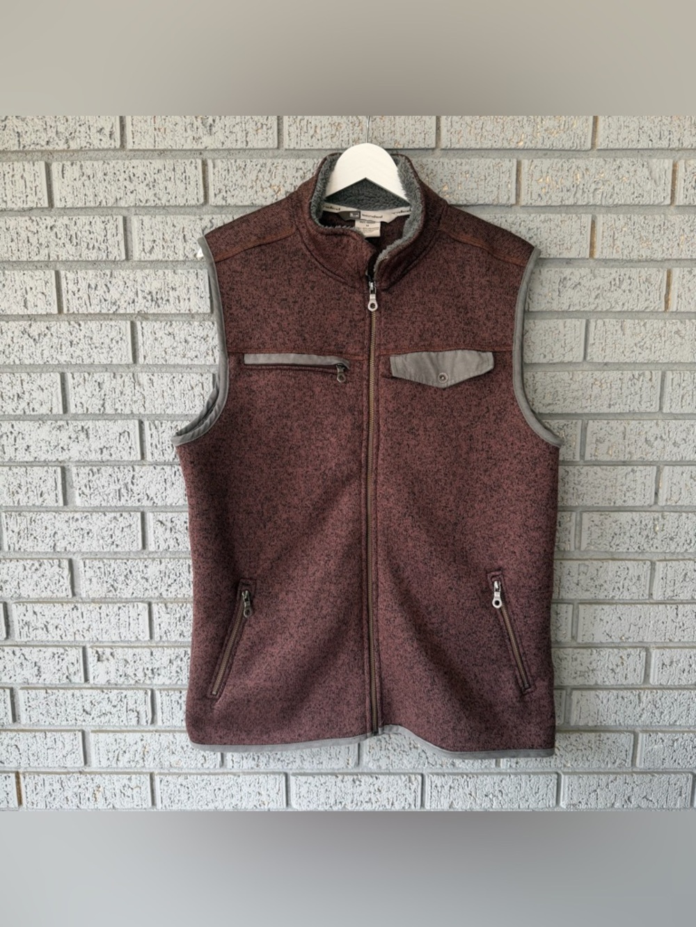 Banded Men's Brown Heather Polar Fleece Full Zip Vest Sz Medium Fisherman Hiking